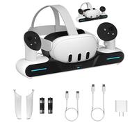 Maecker Magnetic Charging Dock for Meta Quest 3/3S Charging Station Charger | for Meta Quest 3/3S accessories with 2 rechargeable batteries, fast charging, space-saving VR charging stand, for VR gamers