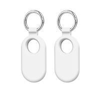 Maecker Tag Tracker Holder Compatible with Samsung Galaxy SmartTag2 Case Keychain Ring Item Finders Accessories Pack of 2 - White