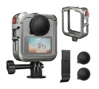 Maectech Protective Case for GoPro MAX2 Cage Aluminum Alloy Mount - Gray | 1/4" threads with cold shoe,bundle case for GoPro MAX2 Accessories,tool-free install kit, for vlog,for outdoor extreme sports