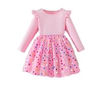 Mädchen Kleider Pailletten Tüll Kleid Kinder Lang Ärmel Prinzessin Kleid Party Kids Kleid Rosa