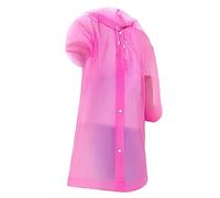 Mädchen Regenjacke Jungen EVA Regenschutz Wiederverwendbar Leichter Regencape mit Kapuze Ärmeln Wasserdichte Klar Regenmantel für Wandern Camping Reisen (Pink, 4-14 Years)