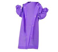 Mädchen Regenjacke Jungen EVA Regenschutz Wiederverwendbar Leichter Regencape mit Kapuze Ärmeln Wasserdichte Klar Regenmantel für Wandern Camping Reisen (Purple, 4-14 Years)