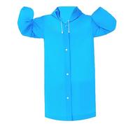 Mädchen Regenjacke Jungen EVA Regenschutz Wiederverwendbar Leichter Regencape mit Kapuze Ärmeln Wasserdichte Klar Regenmantel für Wandern Camping Reisen (Blue, 4-14 Years)