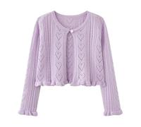 Mädchen Strickjacke Cardigan Langarm Bolero Jäckchen Kinder Lange Ärmel Schulterjacke Oberteil Hochzeit Kommunion Cardigan, lilac, 140