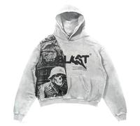 MAEHARRT Mens Retor Skull Blast Print Pattern Hoodie Retro Y2K Grunge Hoodies Gothic graphic top, J-black, Large