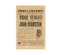 maehbya John Marston WANTED BOUNTY Poster Canvas Poster Bedroom Decor Landscape Office Room Decor Gift 12x18inch(30x45cm)