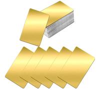 MaehSab 100 Pcs Blank Metal Business Cards, 0.2mm Aluminum Laser Engraved Gold Office Name Cards DIY VIP Gift, 3.4 x 2.1 Inch