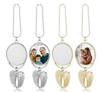 MaehSab 4 Pcs Sublimation Keychain Blanks Car Hanging Ornament, Angel Wings Memorial Metal Sublimation Blanks Pendant, Double Side Key Rings Blanks for Sublimation DIY Craft Christmas Decor, Silver, S