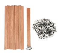 MaehSab Wood Wicks for Candles Making - 120 Pcs with Stand, Smokeless Wicks with Metal Clips - 60 Set with Extra 20 Pcs Clip, DIY More Candles