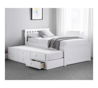 maeko captains single bed in white with underbed and drawers