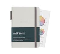 MäksēLife Undated Quarterly Planner - A5 Goal Setting Planner & Personal Journal for Mindful Living, Weekly and Monthly Goal Setting with Habit Tracker & Reflections, Cream