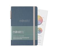 MäksēLife Undated Quarterly Planner - A5 Goal Setting Planner & Personal Journal for Mindful Living, Weekly and Monthly Goal Setting with Habit Tracker & Reflections, Navy