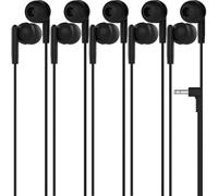 Maeline Bulk 5 Pack Earbuds in-Ear Headphones, Wired 3.5mm Plug for Smartphone, Tablet, Computer, Perfect for Kids, Teens, Adults for Classrooms, Libraries, Hotels, Airplanes, Travel - Onyx Black