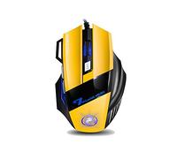Maeloveenjoy gaming Mouse high performance 7 color RGB LED lights High precision aiming 4 adjustable DPI 7 button USB cable Optical PC laptop compatible (Yellow)