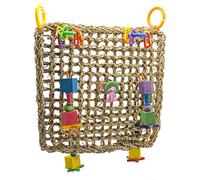 Maeloveenjoy Pure natural straw Braid Rope Climbing Net Hammock Ladder Bird Foraging Wall Toy Bird Chew Toy for Parrot Macaw African Grey Budgie Parakeet Cockatiels
