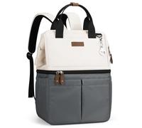 Maelstrom Cooler 36 Cans Insulated Soft Leakproof Double Deck Bag, Lightweight Lunch Backpack for Men & Women,Perfect for Beach Travel, Camping & Work-Beige gray (White)