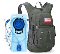 Maelstrom Hydration Hiking Backpack with 2L/3L Water Bladder, High Flow Bite Valve Camping Daypack Lightweight (3.Olive Green, 2L Bladder)