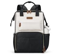 Maelstrom Laptop Backpack, Fits 15.6-17.3 Inch Travel Backpack for Women Men, Waterproof College School Computer Bag, Anti-theft Business Work Bag with Luggage Strap (Black-Beige, 21L)