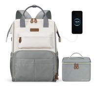 Maelstrom Laptop Backpack for Women Men,Travel Backpack Fits 15.6-17.3 Inch Laptop,Work Bag with Insulated Lunch Box for Nurse, Office, Teacher (Gray-beige)