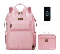 Maelstrom Laptop Backpack for Women Men,Travel Backpack Fits 15.6-17.3 Inch Laptop,Work Bag with Insulated Lunch Box for Nurse, Office, Teacher (Pink)