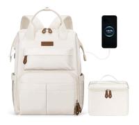 Maelstrom Laptop Backpack for Women Men,Travel Backpack Fits 15.6-17.3 Inch Laptop,Work Bag with Insulated Lunch Box for Nurse, Office, Teacher (Beige)