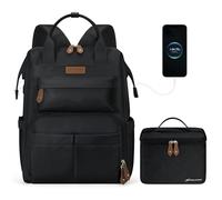 Maelstrom Laptop Backpack for Women Men,Travel Backpack Fits 15.6-17.3 Inch Laptop,Work Bag with Insulated Lunch Box for Nurse, Office, Teacher (Black)
