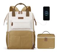 Maelstrom Laptop Backpack for Women Men,Travel Backpack Fits 15.6-17.3 Inch Laptop,Work Bag with Insulated Lunch Box for Nurse, Office, Teacher (Beige-Khaki)