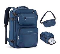 Maelstrom Travel Backpack for Men Women, 35L Carry-on Backpack for Traveling on Airplane,with Fashion Belt Bag,Waterproof Casual Daypack fit 17”Laptop-Navy Blue