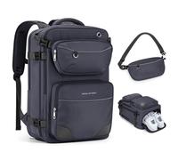 Maelstrom Travel Backpack for Men Women, Large Carry on Backpack for Traveling on Airplane, with Fashion Belt Bag, Waterproof Business Casual Luggage Daypack fit 17” Laptop-Dark Grey