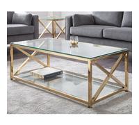 maemi glass coffee table with gold stainless steel frame