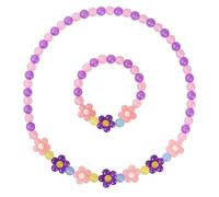 Maelovebunny Girls Chunky Flower Jewelry Necklace and Bracelet Set for Girls Little Kids Lovely Beaded Necklace and Bracelet Colorful Beads Jewelry Princess Dress up for Toddlers Kids Gift