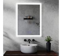 MAERTS-E 500x700mm Bathroom Mirror with LED Lights, Bluetooth Speakers & Demister | LED Bathroom Mirror with Adjustable Light & Memory | Wall Switch & Touch Sensor | Auto Shut-Off