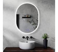 MAERTS-E 600x900mm Oval Bathroom Mirror with LED Light, Bluetooth Speakers & Demister | LED Bathroom Mirror with Dimmable 3 Light Colors | Wall Switch & Touch Sensor | Auto Shut-Off