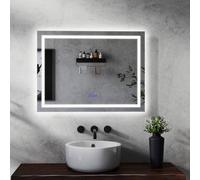 MAERTS-E 800x600mm Bathroom Mirror with LED Light, Bluetooth Speakers & Demister | LED Bathroom Mirror with 3 Light Modes & Memory | Wall Switch & Touch Sensor | Auto Shut-Off