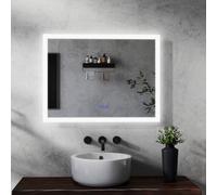 MAERTS-E 800x600mm Bathroom Mirror with LED Lights, Bluetooth Speakers & Demister | LED Bathroom Mirror with Adjustable Light & Memory | Wall Switch & Touch Sensor | Auto Shut-Off