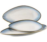 MÄSER 931992 La Sinfonia, Set of 3 Serving Plates, Ceramic Serving Plates in 3 Sizes, Modern Vintage Look with Colour Gradient from Blue to White, Stoneware