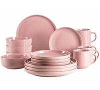 MÄSER 934005 Alenia Series Crockery Set for 4 People in Modern Scandinavian Design 16-Piece Ceramic Pink Stoneware