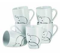 Mäser, Chanson Series, Coffee Mug, 6 Piece Set Large Porcelain Coffee Cups