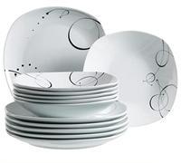 Mäser, Chanson Series, Flat Plates à 25 cm, Deep Plates 21.5 cm, Porcelain Crockery Dinnerware Set