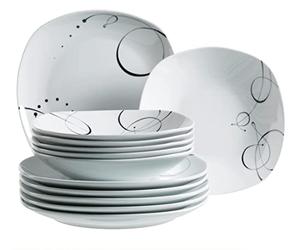Mäser, Chanson Series, Flat Plates à 25 cm, Deep Plates 21.5 cm, Porcelain Crockery Dinnerware Set