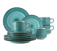 Mäser Coffee Service Coffee Dish Prospero 12-Piece Turquoise Porcelain Dish Set