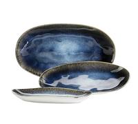 MÄSER Frozen Blue Stoneware Serving Platter Set