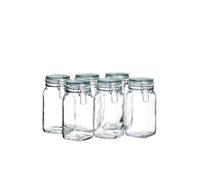 Mäser, Gothika Series, 6 x 1.45 Litres Medium Storage Glasses with Swing Top, Edged Gherkin Clip Top Glass Jars