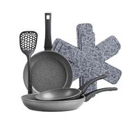 MÄSER Leonis Frying Pan Set 7-Piece Aluminium with Granitec Non-Stick Coating Black