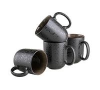 MÄSER Niara Series Modern Coffee Mugs Set of 4 with Exciting Vintage Glaze, Large Ceramic Coffee Mugs, Stoneware, Grey/Black, 465