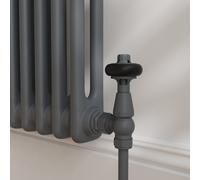 Maesta Anthracite Gray Traditional TRV Angled Thermostatic Radiator Valves With Lockshield