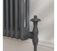 Maesta Anthracite Gray Traditional TRV Angled Thermostatic Radiator Valves With Lockshield