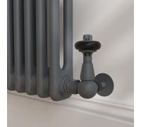 Maesta Anthracite Gray Traditional TRV Corner Thermostatic Radiator Valves With Lockshield