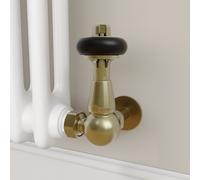 Maesta Antique Brass Traditional TRV Corner Thermostatic Radiator Valves With Lockshield