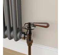 Maesta Black Nickel Traditional Manual Angled Radiator Valves With Lockshield
